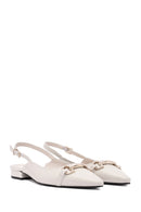 Women's Cream Open-Back Buckle Ballet Flats | Derimod
