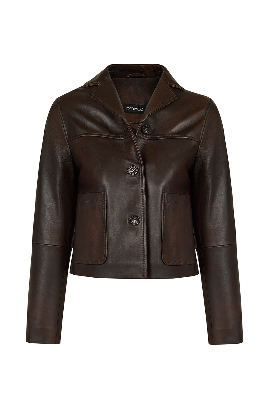 Jill Woman Brown Short Leather Jacket