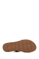 Women's Brown Double Buckled Patterned Slippers | Derimod