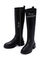 Woman Black Zippered Thick Sole Leather Boot | Derimod