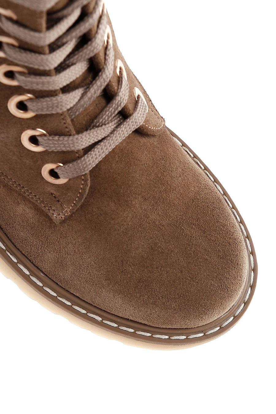 Women's Tan Thick Soled Zippered Suede Leather Boots