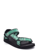 Women's Green Patterned Flat Sandals | Derimod