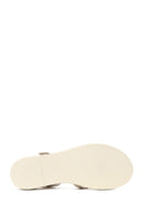 Woman Cream Ankle-Strap Leather Sandals | Derimod
