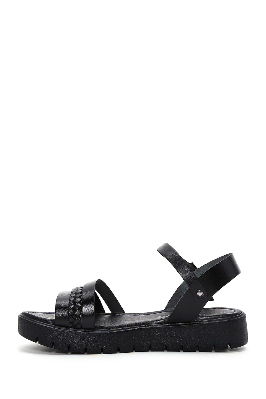 Women's Black Ankle Strap Leather Bodrum Sandals
