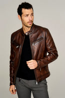 Curry Men's Leather Jacket | Derimod