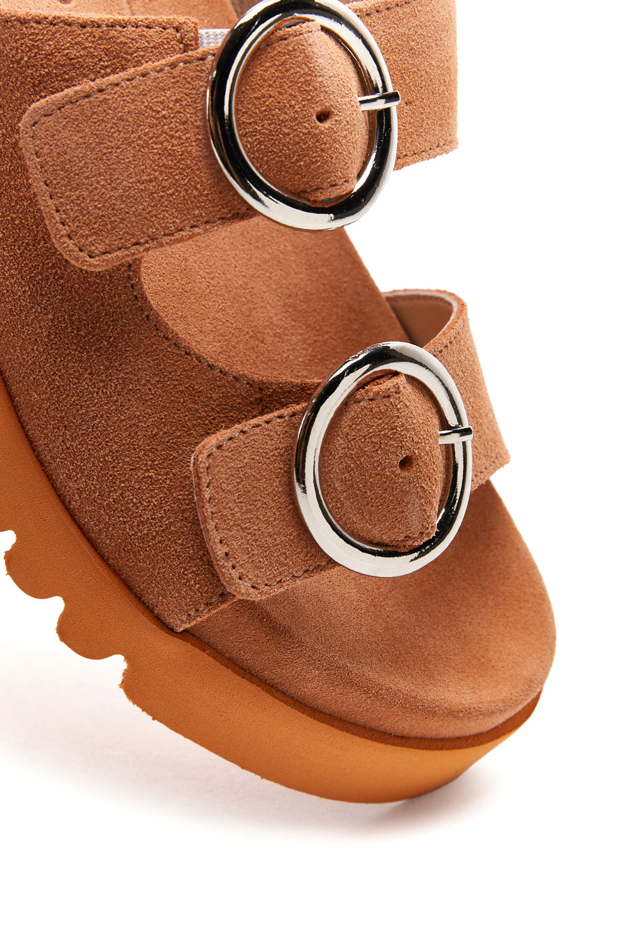 Women's Leather Suede Double Buckle Slippers