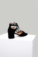 Suede Ankle Strap Women's Heeled Leather Sandals | Derimod