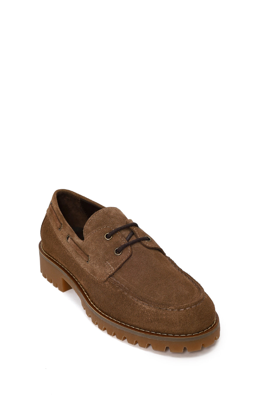 Woman Walnut Lace-Up Thick-Soled Suede Casual Shoes