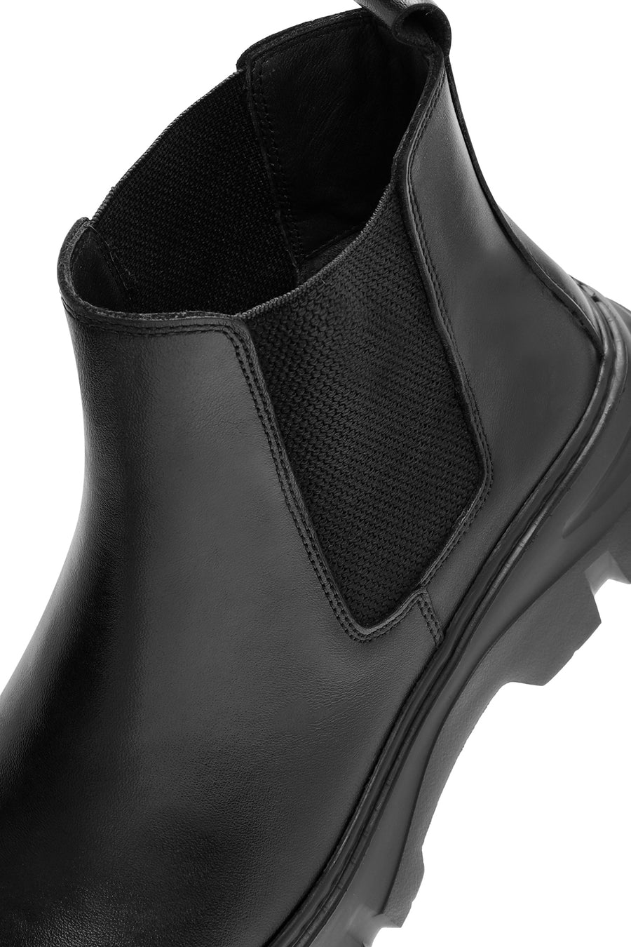 Men's Black Thick Sole Leather Casual Chelsea Boots