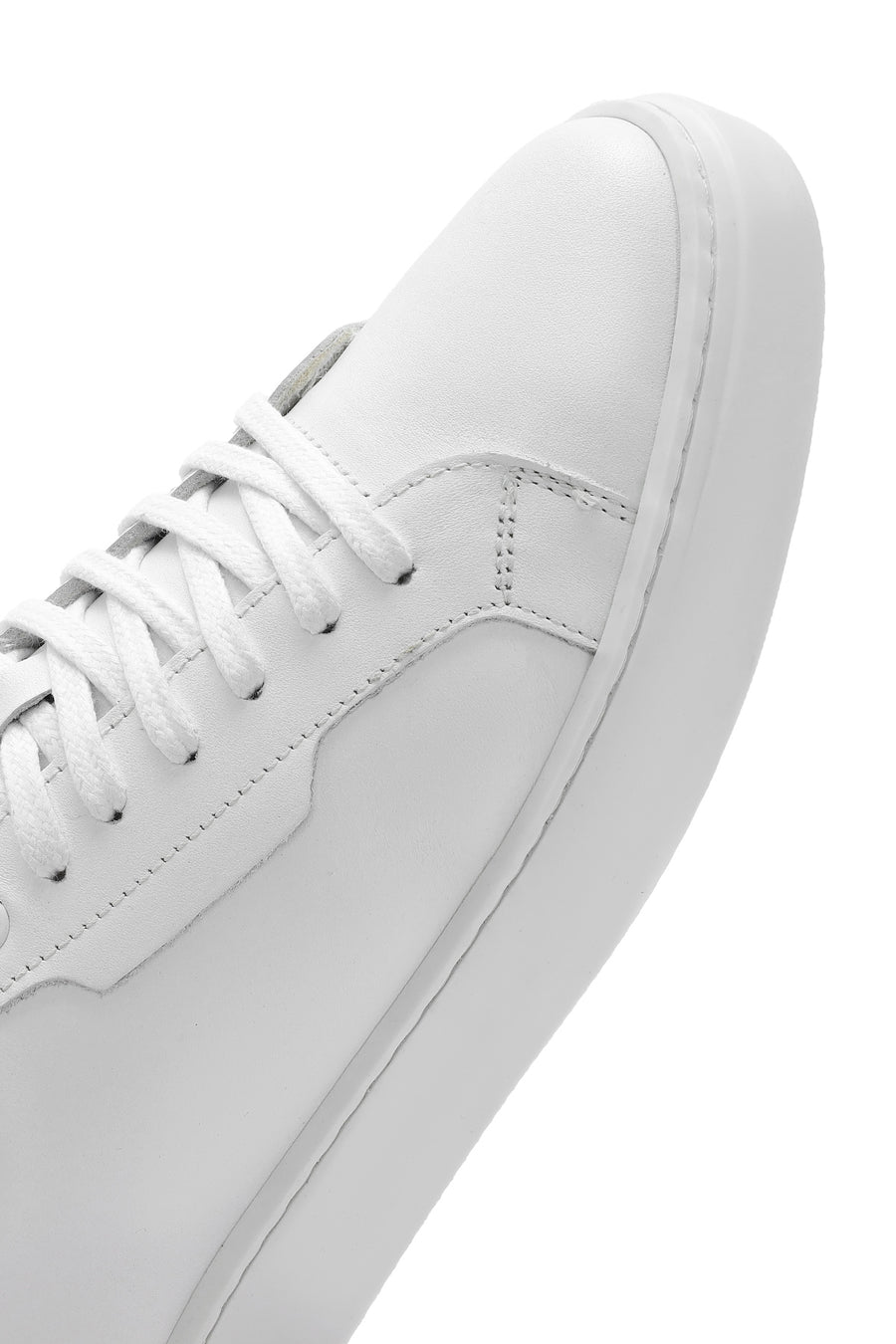 Erkek Beyaz Bağcıklı Deri Sneaker