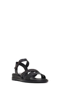 Women’s Black Ankle-Strap Leather Sandals | Derimod