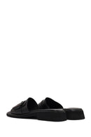 Women's Black Buckle Leather Slippers | Derimod