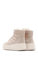 Women's Beige Thick Soled Leather Sneaker Boots | Derimod