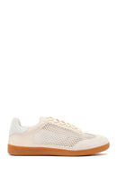 Women's Beige Lace-Up Mesh Suede Leather Sneaker | Derimod