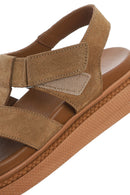 Women's Tan Suede Leather Sandals | Derimod