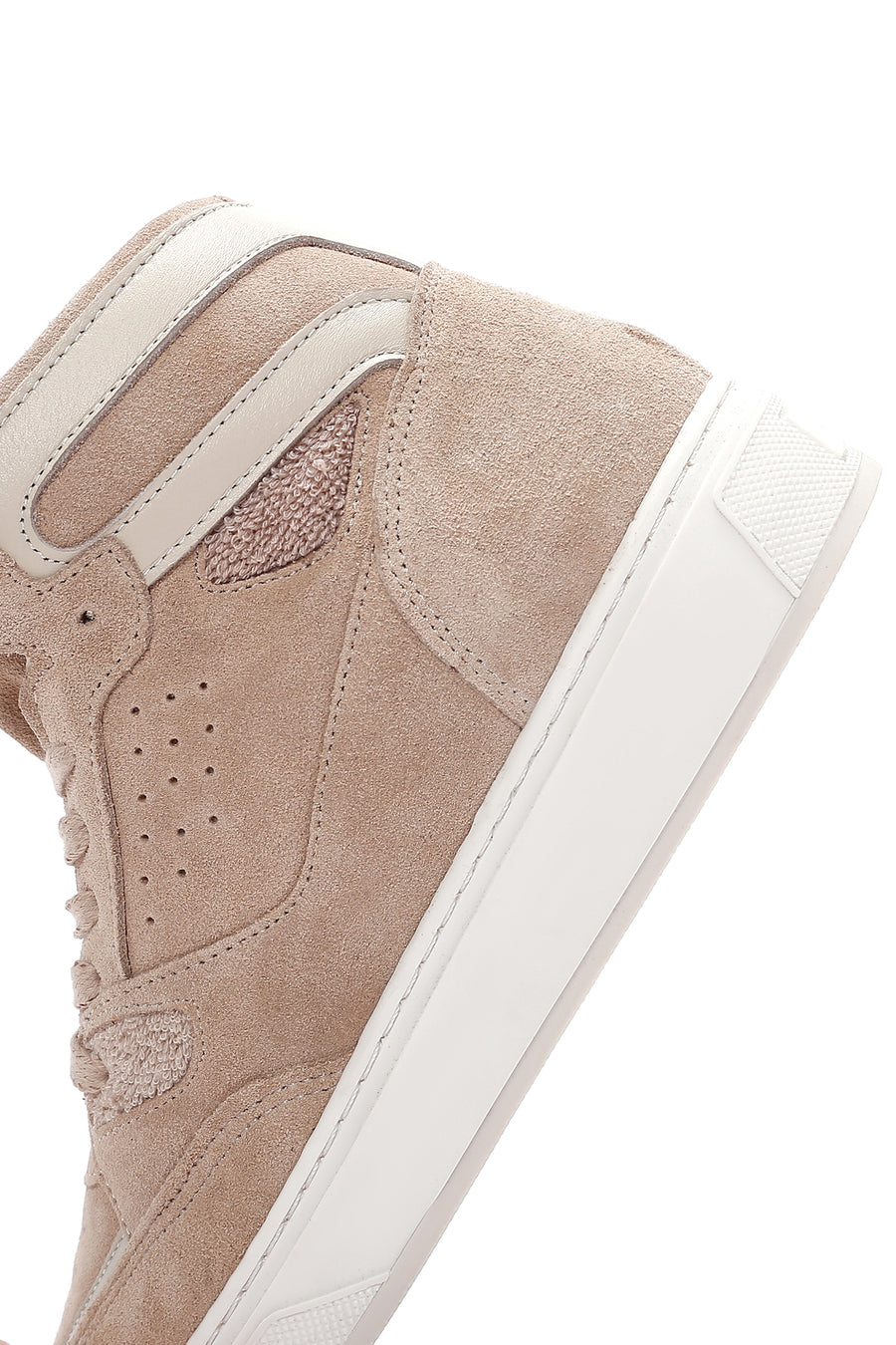 Women's Beige Suede Leather High Top Sneaker