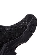 Women's Black Stone Thick Sole High Top Sneaker | Derimod