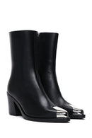 Women's Black Leather Heeled Classic Boots | Derimod