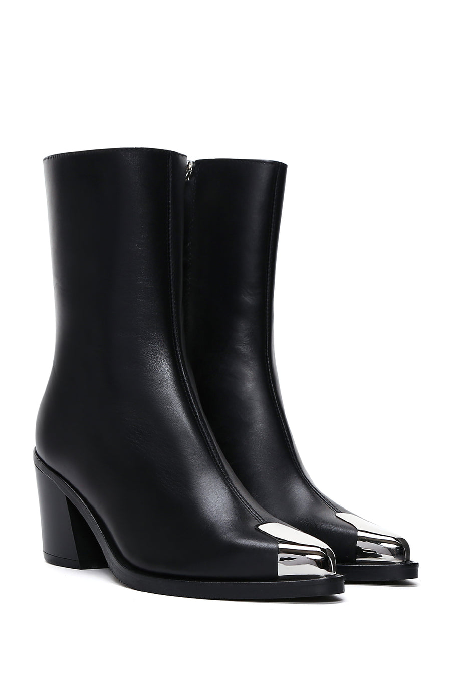 Women's Black Leather Heeled Classic Boots