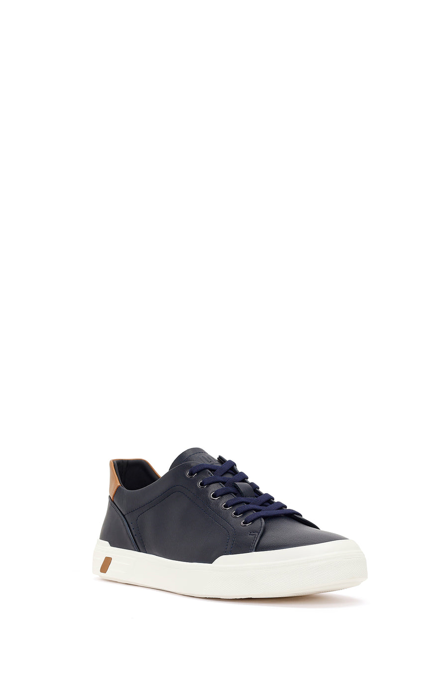 Erkek Lacivert Bağcıklı Deri Sneaker