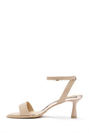 Women's Beige Ankle Strap Heeled Sandals | Derimod