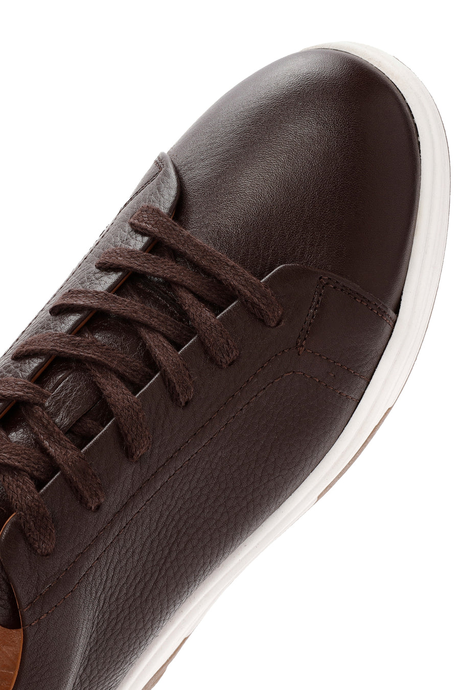 Male Brown Lace-Up Thick-Soled Leather Sneaker