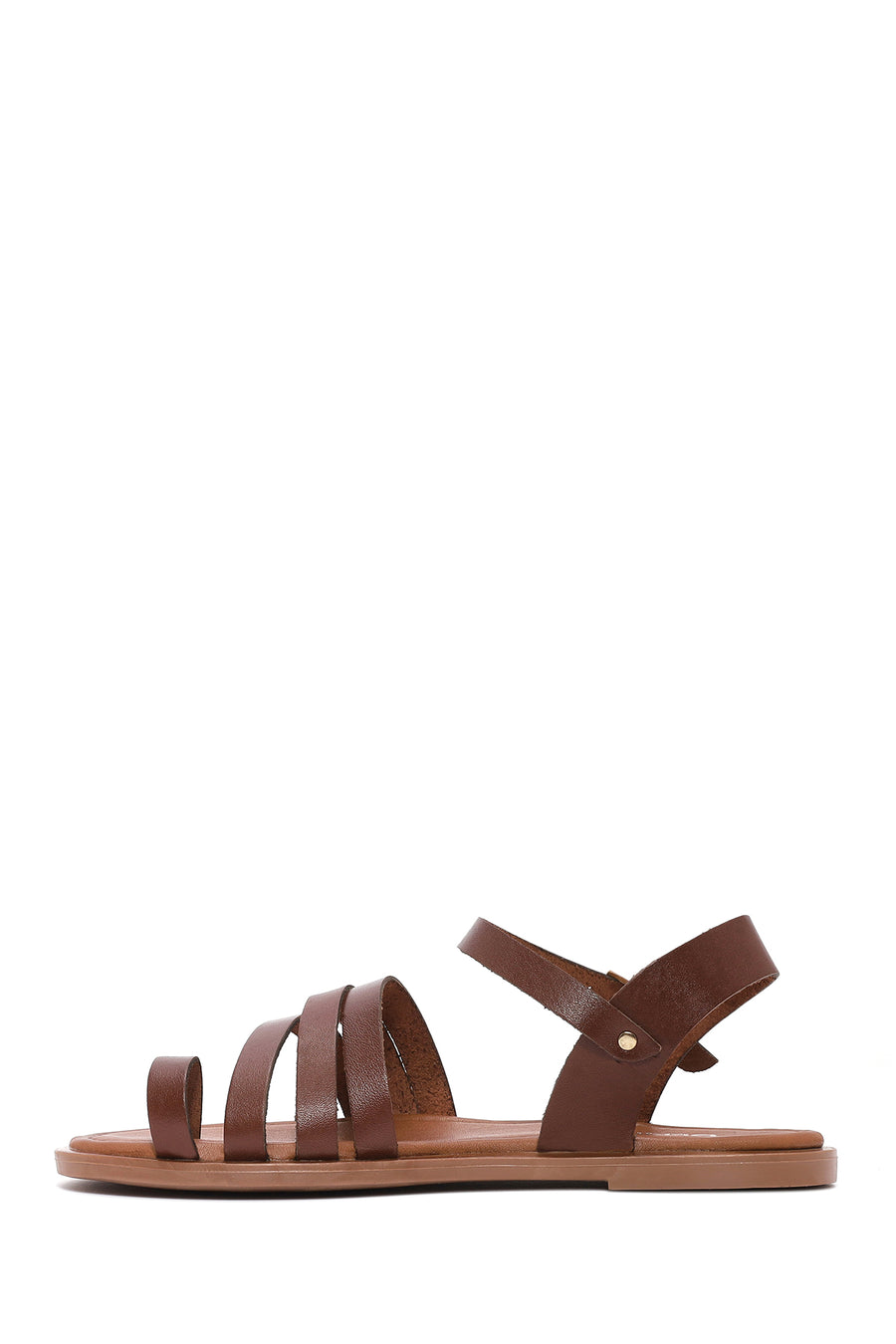 Women's Brown Ankle Strap Flip-Flop Leather Bodrum Sandals