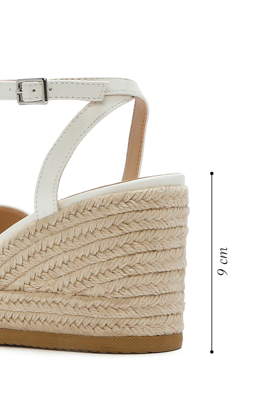 Women's White Ankle Buckle Wedge Heel Espadrille Sandals