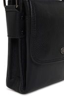Male Black Leather Messenger Bag | Derimod