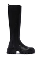 Woman Black Zippered Thick Sole Leather Boot | Derimod