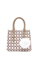 Women's Beige Long Strap Fabric Monogram Patterned Shoulder Bag | Derimod