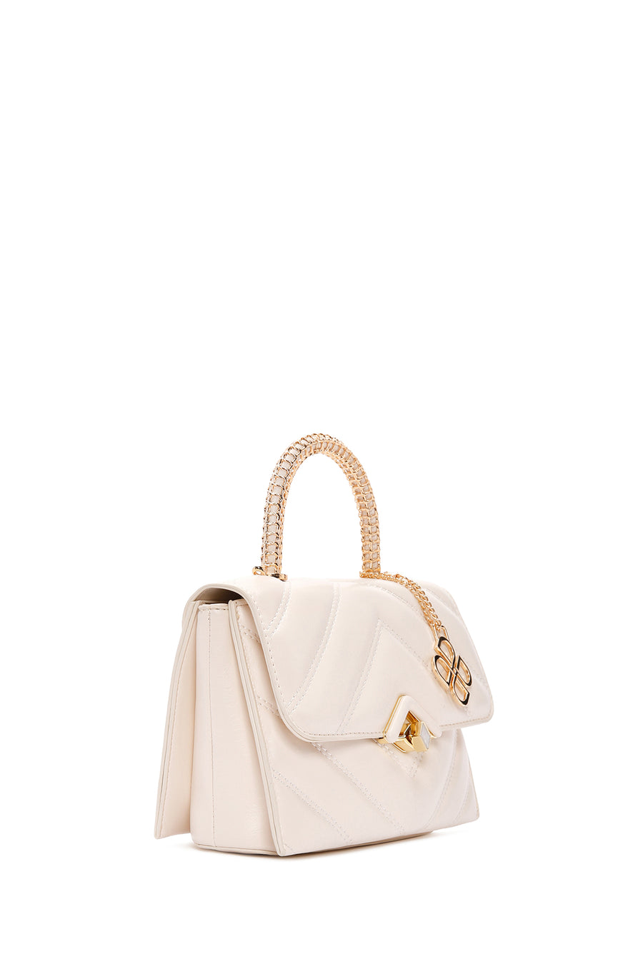 Women's Cream Long Strap Quilted Handbag