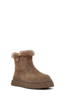 Woman Mink Zip Closure Thick-Soled Suede Teddy Boots | Derimod