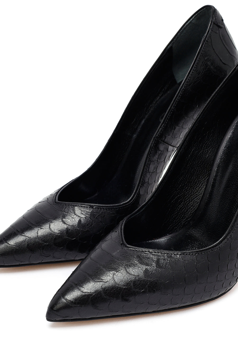Kadın Siyah Desenli Yüksek İnce Topuklu Deri Stiletto