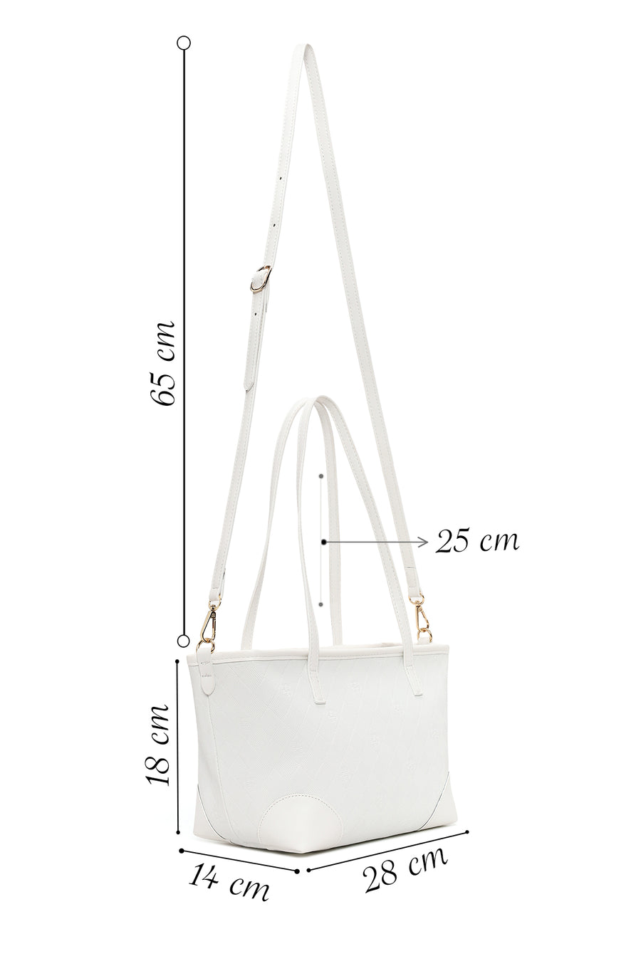 Woman White Long-Strap Printed Shoulder Bag