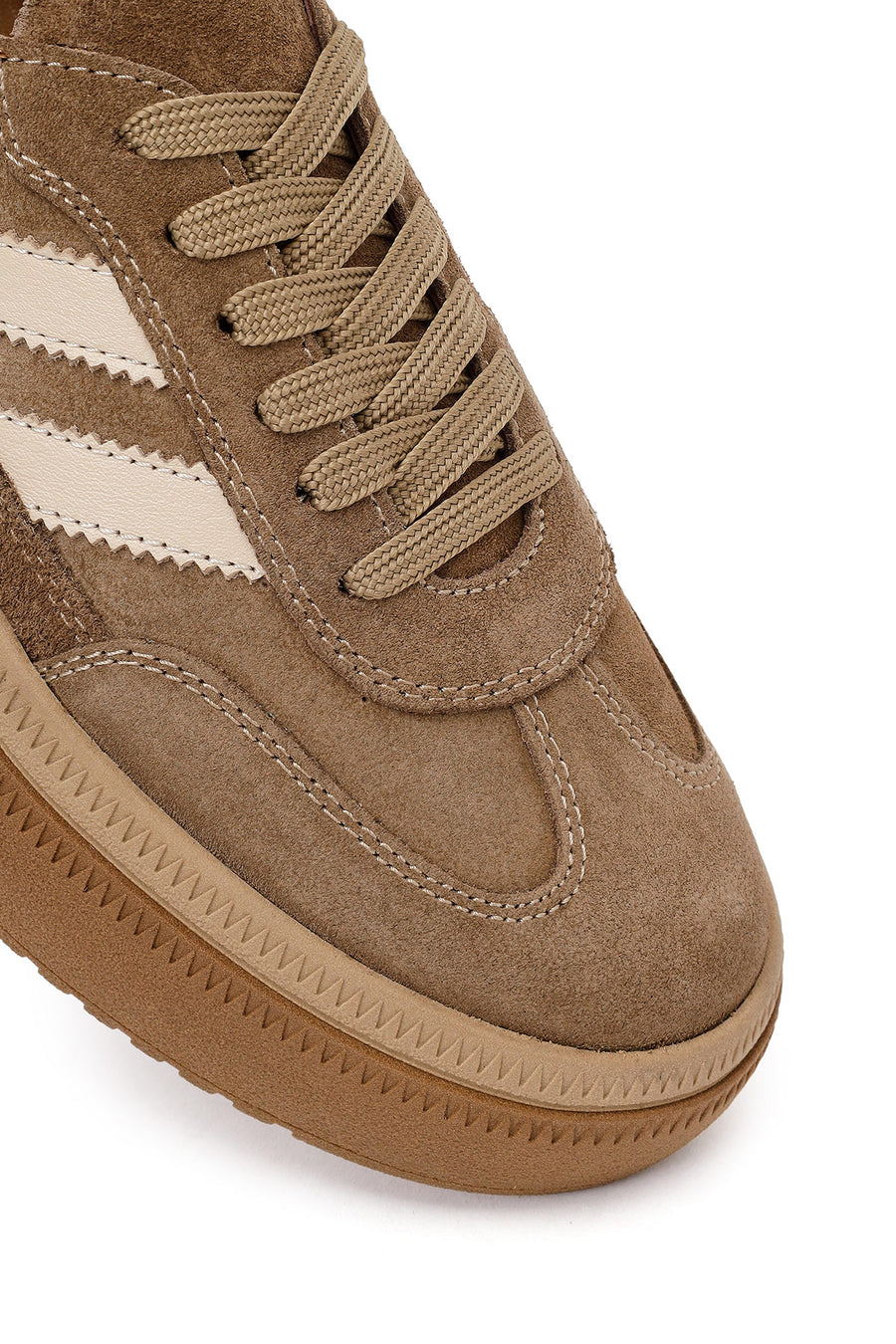 Kadın Taba Bağcıklı Kalın Tabanlı Süet Deri Sneaker