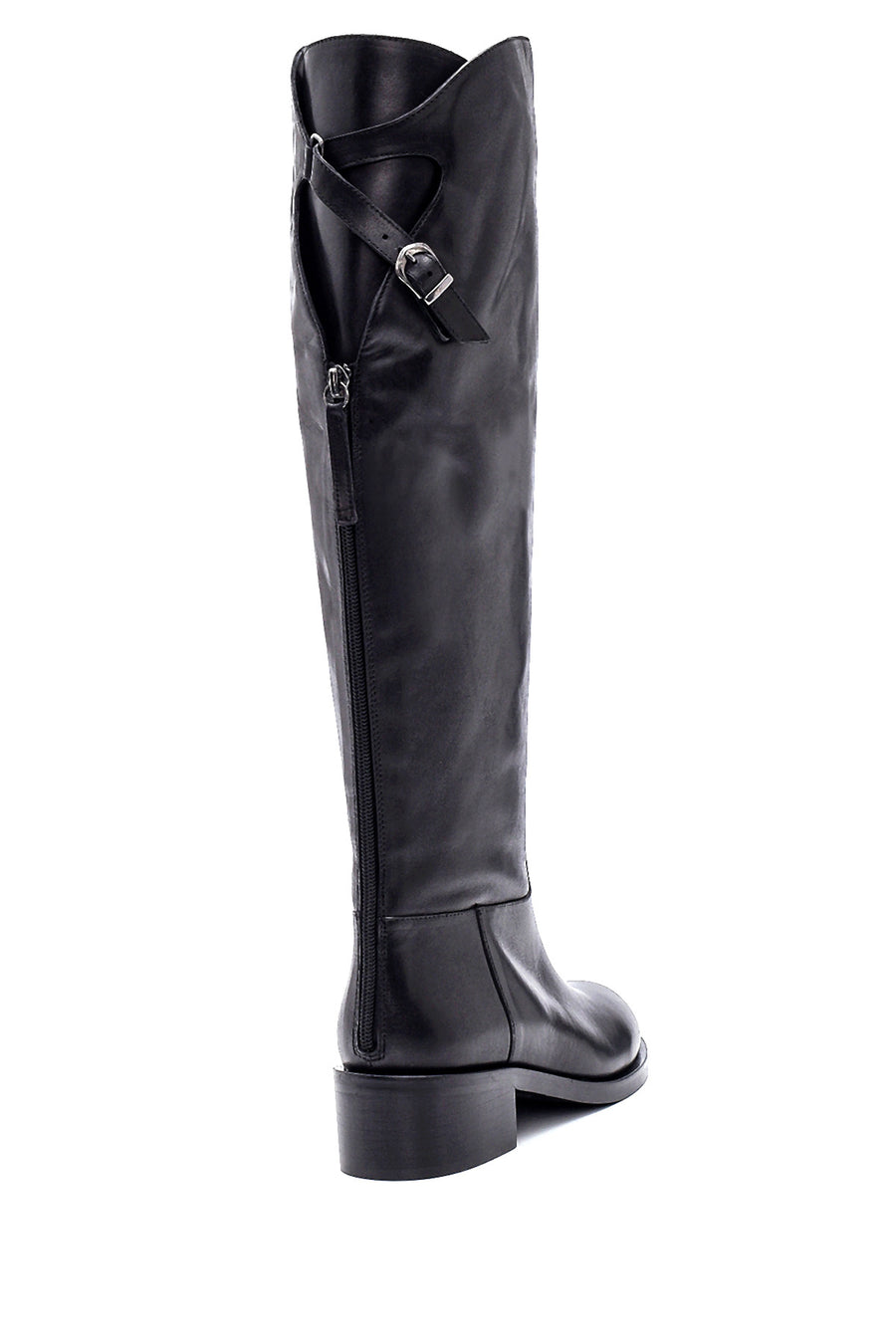Women's Leather Buckle Detailed Boots