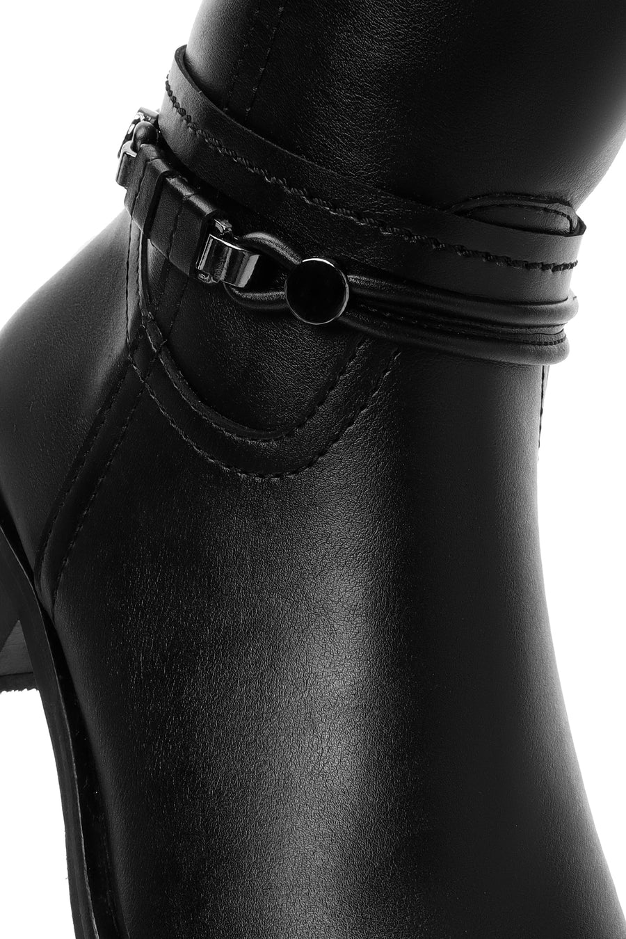Women's Black Zippered Accessory Detailed Boots