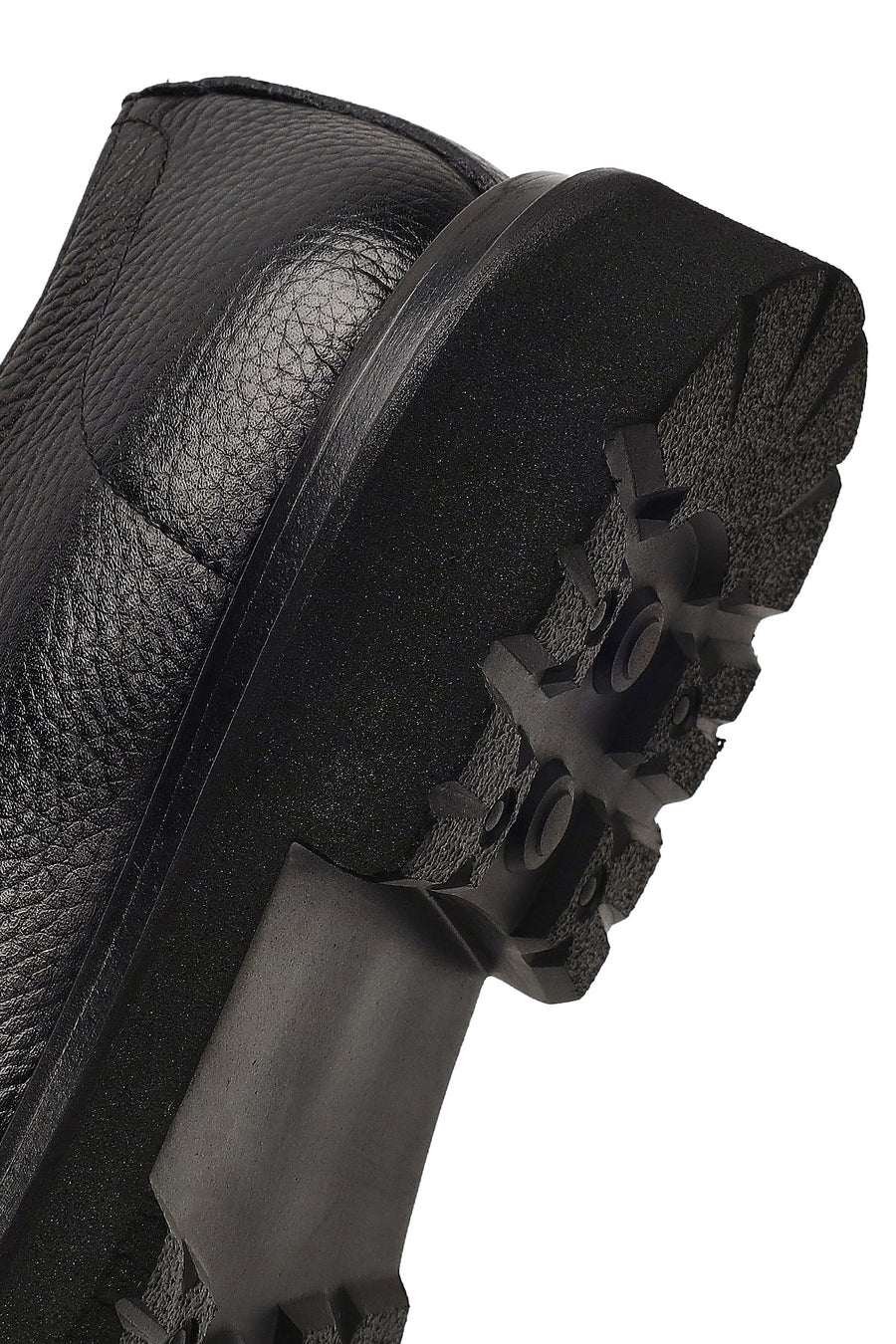 Male Black Lace-Up Thick-Soled Leather Casual Shoes