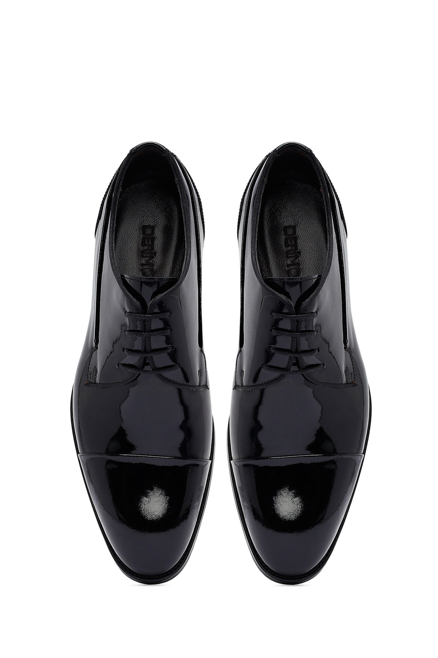 Male Black Lace-Up Leather Patent Leather Casual Shoes