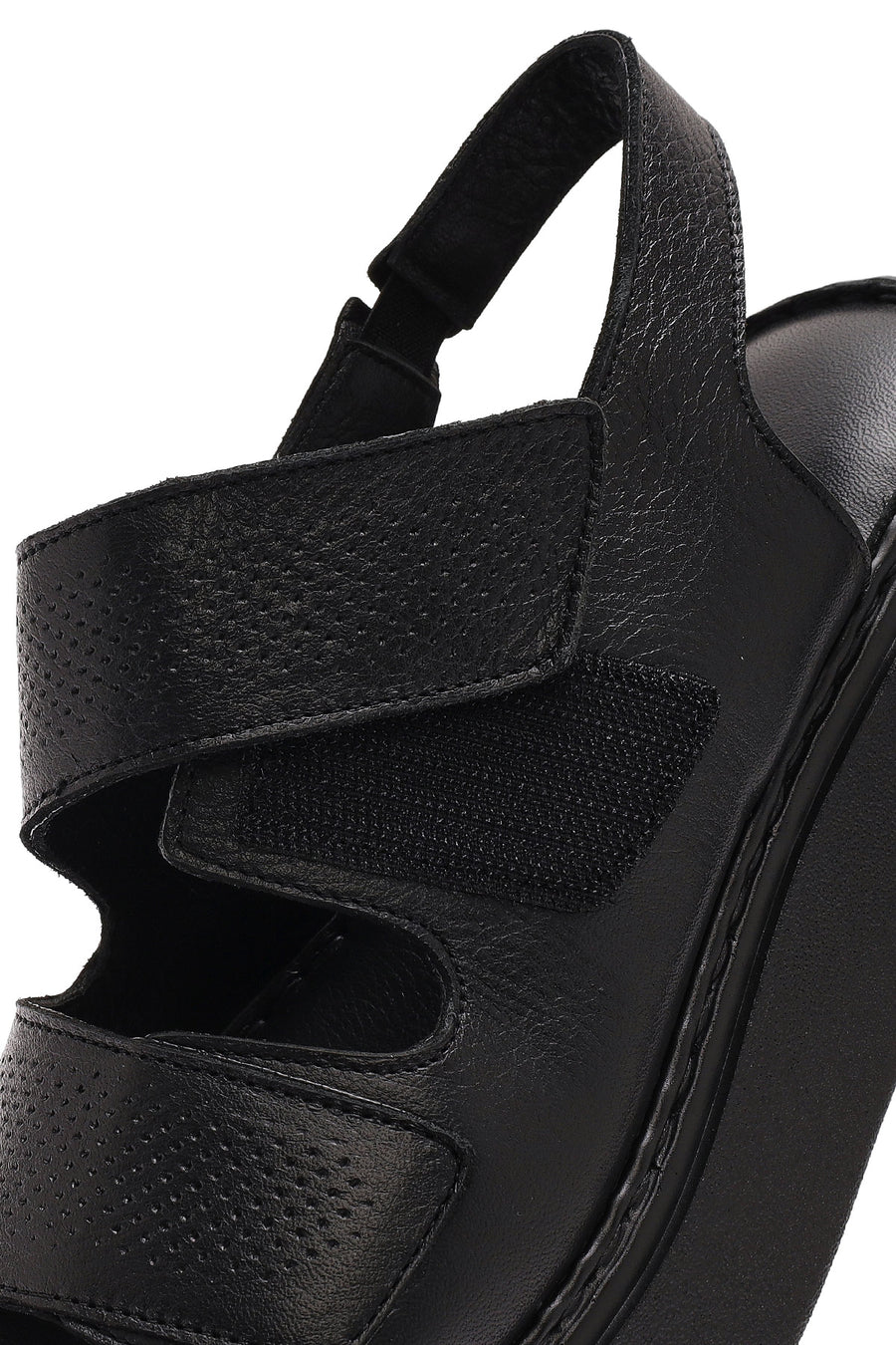 Kadın Siyah Bantlı Kalın Tabanlı Deri Comfort Sandalet