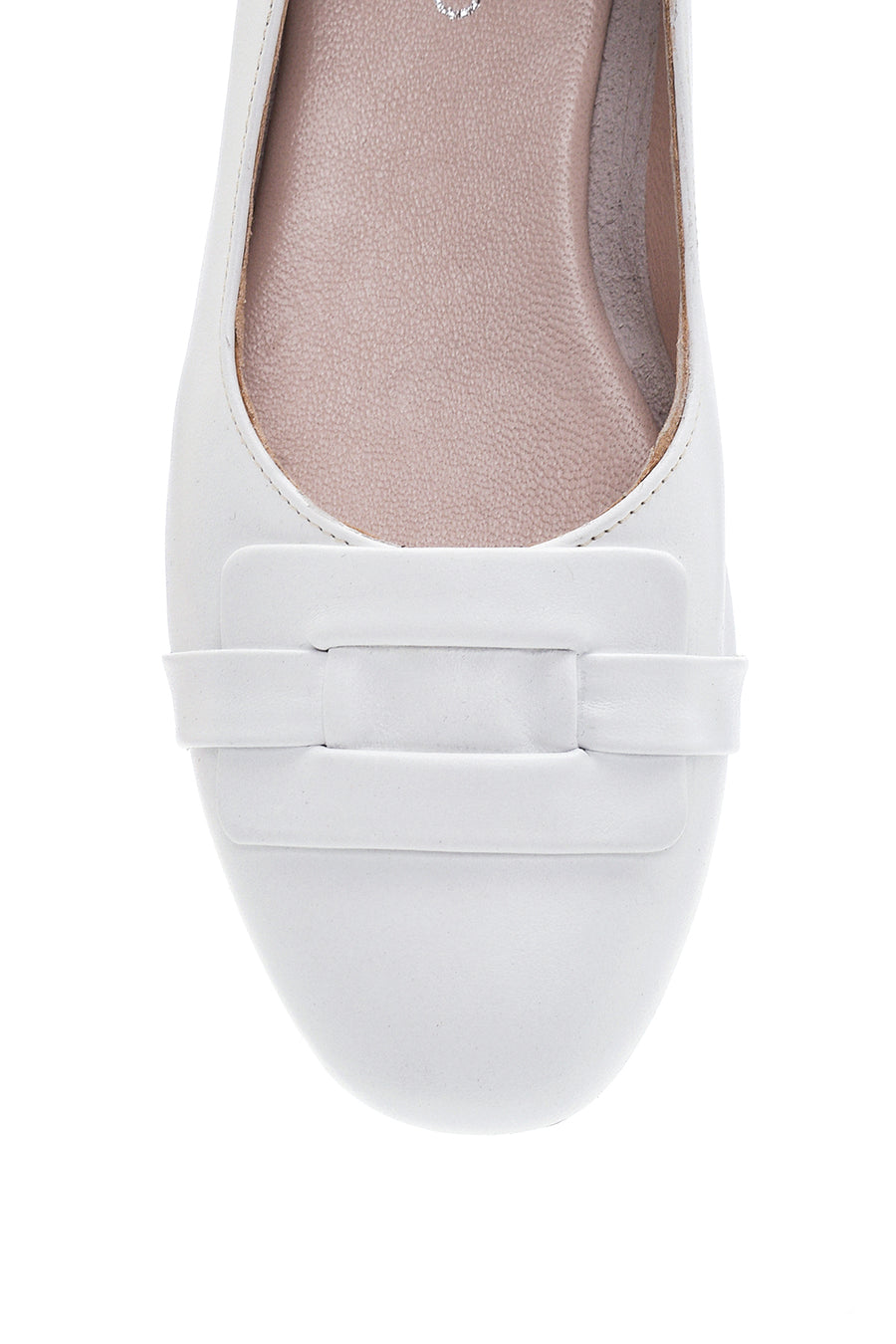 Women's White Leather Casual Ballerinas