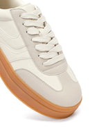 Women's Beige Lace-Up Thick-Soled Sneaker | Derimod