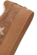 Kadın Camel Bağcıklı Kalın Tabanlı Süet Deri Teddy Sneaker | Derimod