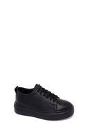 Male Black Lace-Up Thick-Soled Leather Sneaker | Derimod