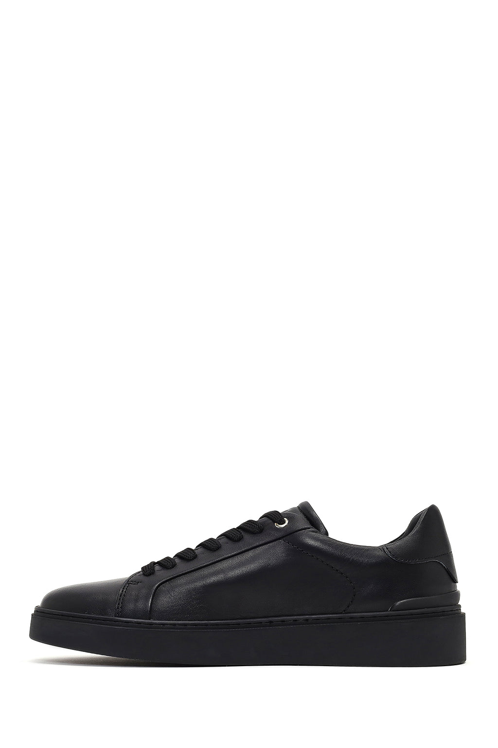 Erkek Siyah Bağcıklı Deri Sneaker