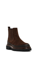 Male Brown Thick-Soled Suede Chelsea Boots | Derimod