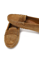 Women's Tan Suede Leather Loafer | Derimod