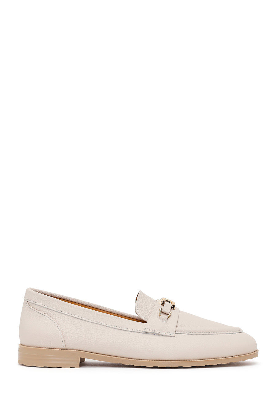 Kadın Krem Tokalı Maskülen Deri Loafer 26PFD2300FT | Derimod