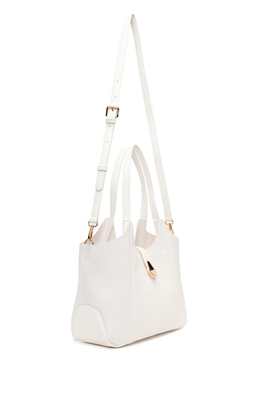 Woman White Long-Strap Shoulder Bag